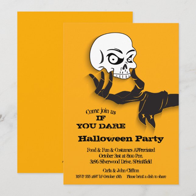 Creepy Skull Halloween Party Invitaciones (Anverso / Reverso)