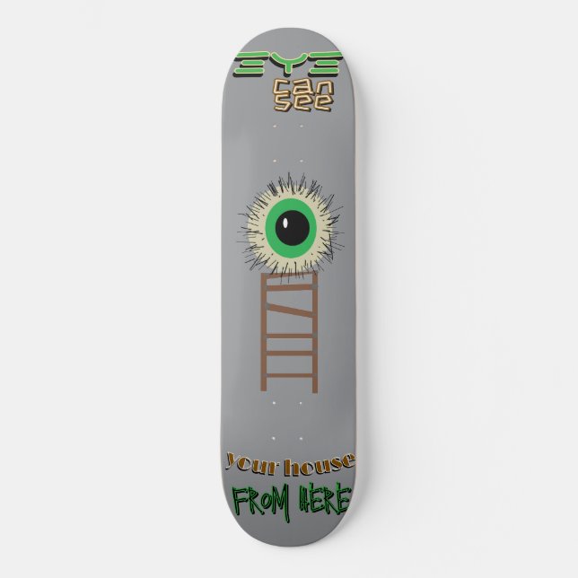 Creepy Watching Green Eye Skateboard (Anverso)