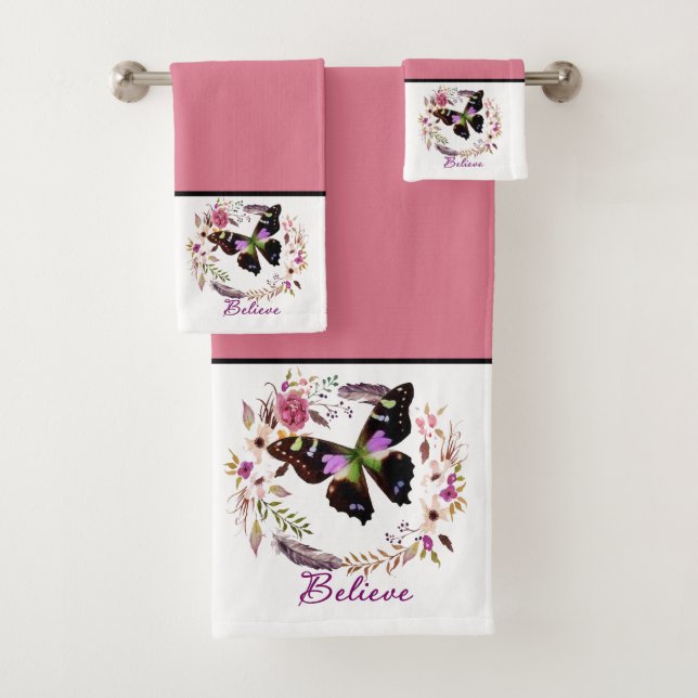 Creer conjunto de toallas de baño con flores (In situ)