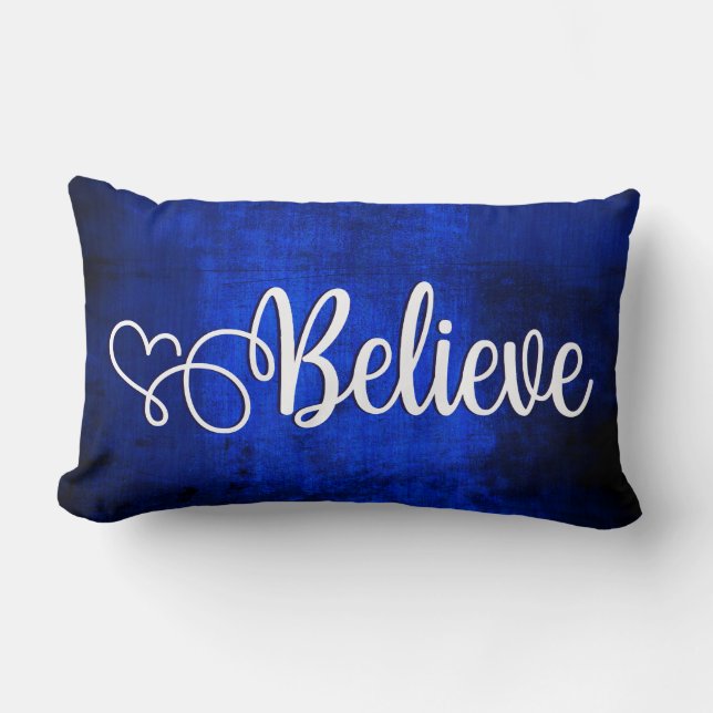 Creer en azul real brillante - almohada lumbar (Anverso)