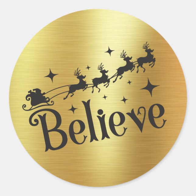 Creer | Santa Y Su Sleigh | PEGATINA RELIEVE METAL (Anverso)