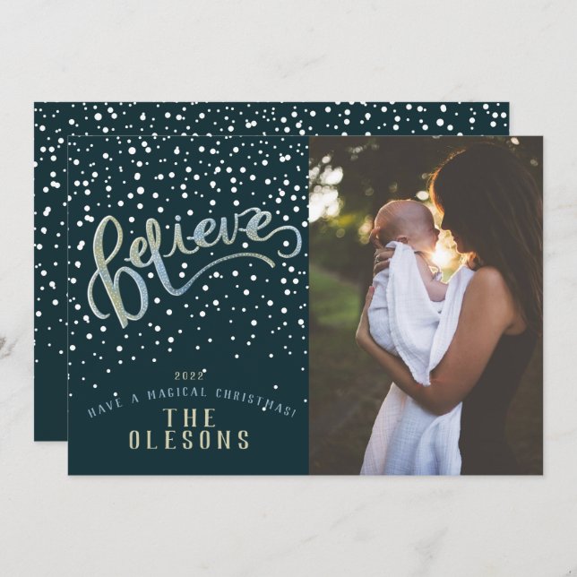 Creer tarjeta de vacaciones de fotos de nieve (Anverso / Reverso)