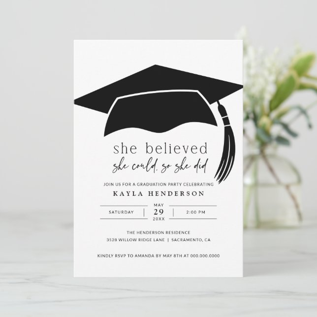 Creía Que Podía Graduarse De Invitación A La Fiest (Anverso de pie)