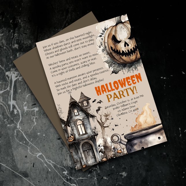 Creíble invitación al poema de Jack O Lantern Hall (Elevate your upcoming event with uniquely designed Halloween invitations featuring a spooky poem!)