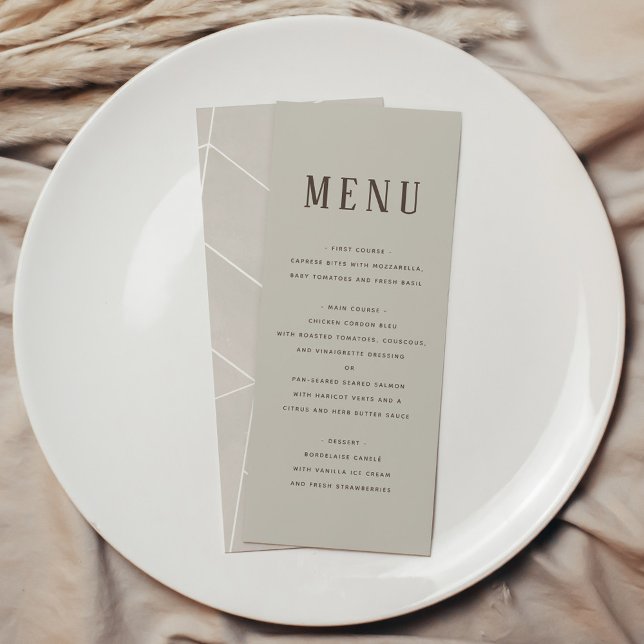 Crema acuarela Menú Gala geométrica (Creme Watercolor Geometric Gala Menu)