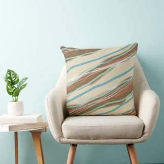 Crema azul marrón Irregular Cojín decorativo de fr