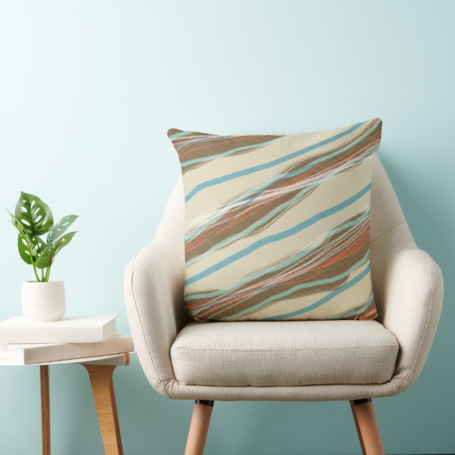 Crema azul marrón Irregular Cojín decorativo de fr (Silla)