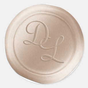 Crema Beige 2 Pegatinas de sellos de cera monogram