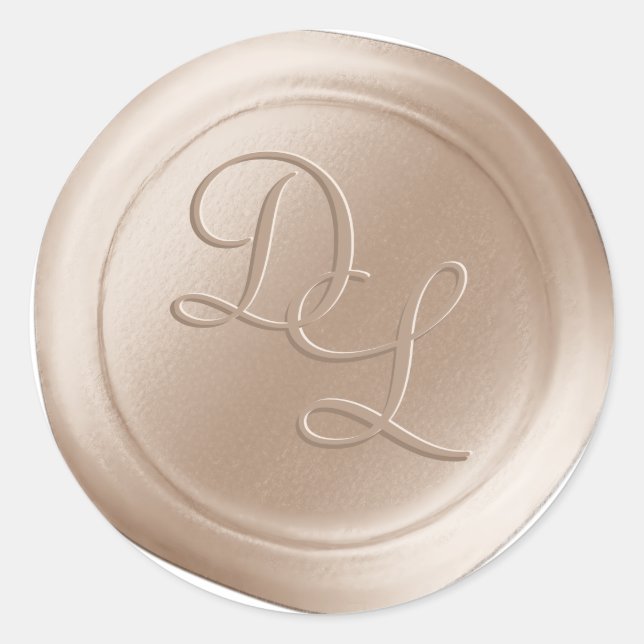 Crema Beige 2 Pegatinas de sellos de cera monogram (Anverso)