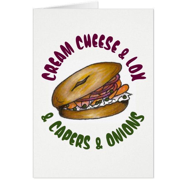Crema Cheese Lox Capers Onions NYC Deli Bagel Food (Frente)