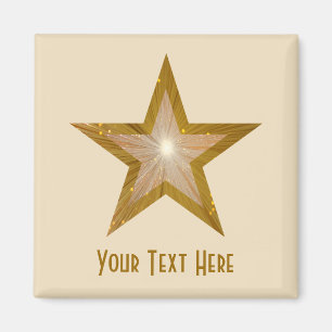 Crema cuadrada de imán Gold Star 'Your Text'