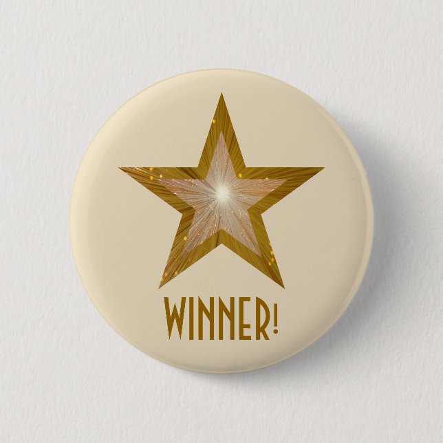 Crema de botón "Gold" Star 'WINNER!' (Anverso)