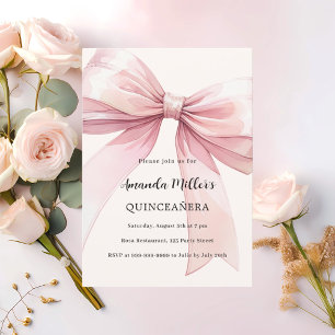 Crema de color rosa Quinceanera Invitación