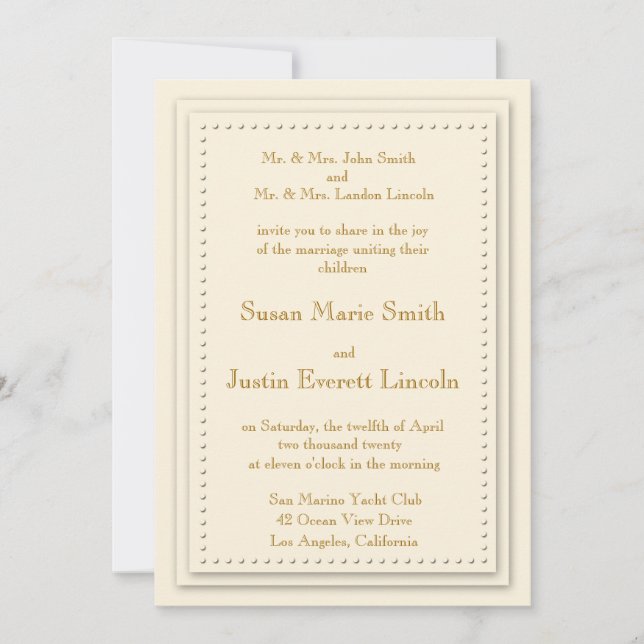 Crema de elegancia simple 5x7 Invitación (Anverso)