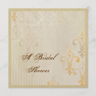 Crema de Fleur di Lys Damask 2 - invitación de la