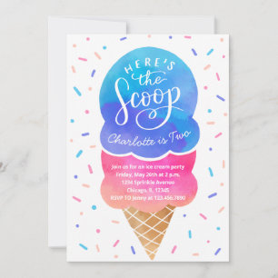 Crema de hielo con invitación para fiesta de cumpl