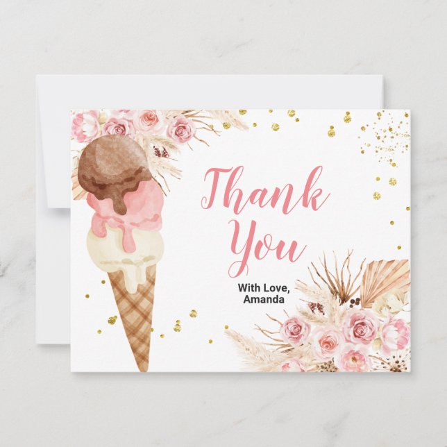 Crema de hielo floral bohemia gracias tarjeta (Anverso)