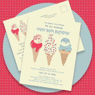 Crema de hielo retro Cono 90ª invitación de cumple