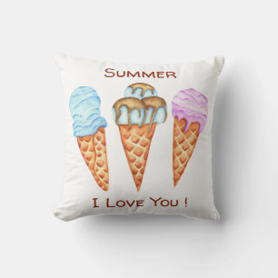 Crema de hielo romántico te amo Cojín decorativo