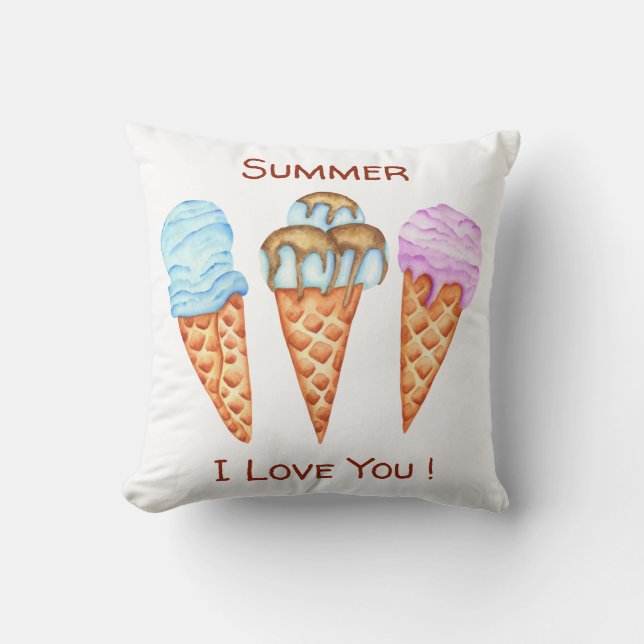 Crema de hielo romántico te amo Cojín decorativo (Anverso)