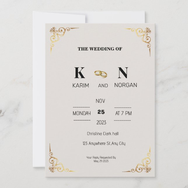 Crema de inVITACIÓN DE BODA SENCILLA (Anverso)