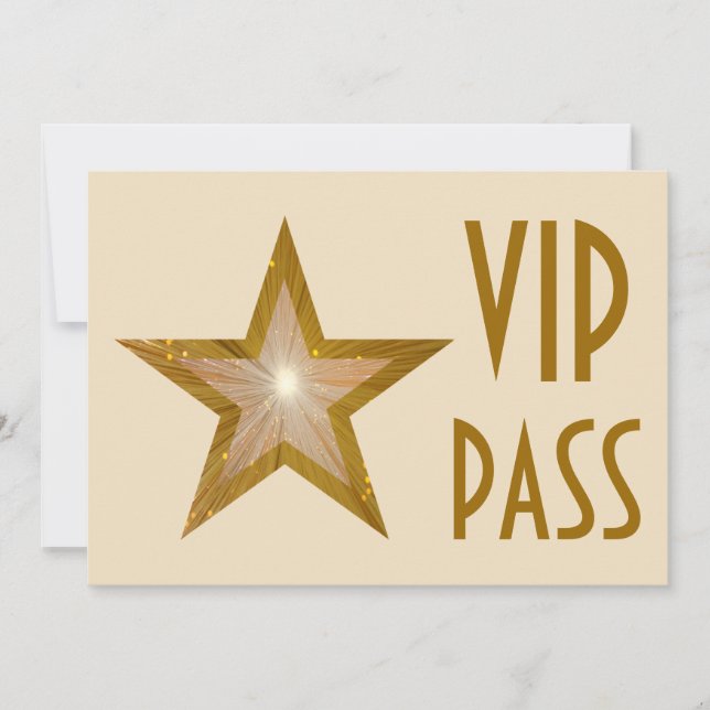 Crema de invitación Gold Star 'VIP PASS' horizonta (Anverso)