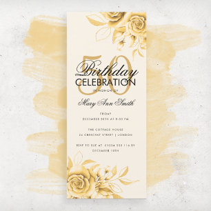 Crema de oro elegante para cumpleaños floral con p