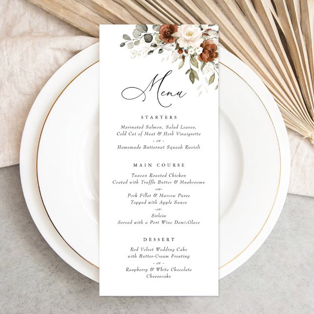 Crema de óxido floral verde Eucalyptus menú Boda (Subido por el creador)