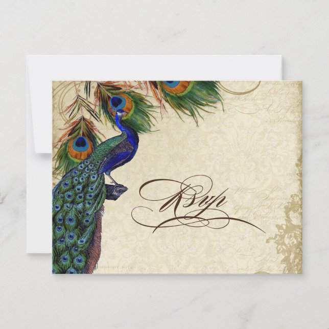 Crema de respuesta RSVP formal para pavos reales y (Anverso)