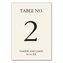 Crema de tarjetas de números de mesa de elegancia