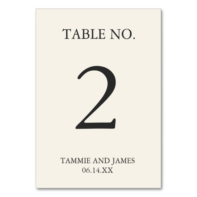 Crema de tarjetas de números de mesa de elegancia  (Anverso)