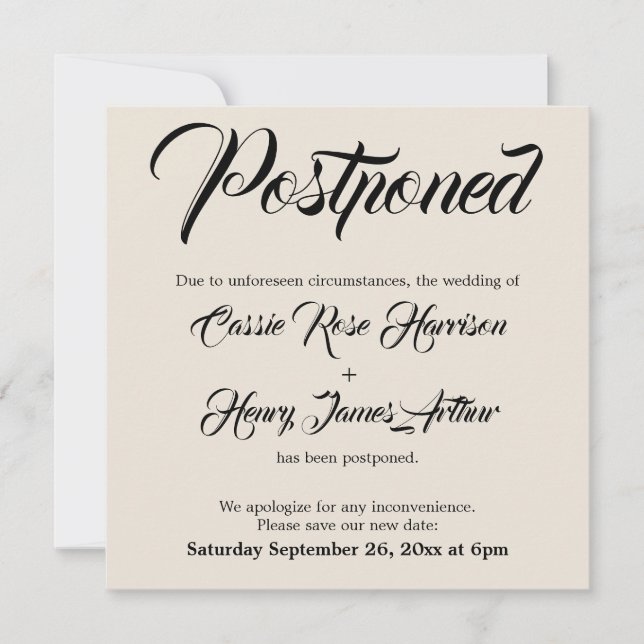 Crema elaborada Invitación Boda pospuesta (Anverso)