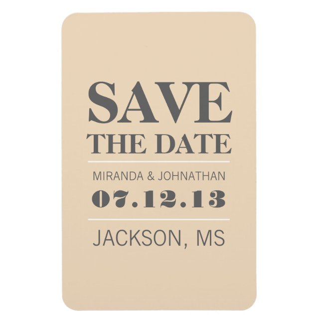 Crema Elegancia Moderna Salvar El Imán De La Fecha (Vertical)