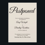 Crema elegante Invitación Boda pospuesta<br><div class="desc">Aquí hay una tarjeta simple para notificar a sus invitados si es necesario cambiar la fecha de su boda. Utilice los campos de plantilla para agregar sus datos personales y hacer de este elegante y minimalista diseño su propio. El fondo crema se puede cambiar a cualquier color que prefieras. Todas...</div>