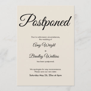 Crema elegante Invitación Boda pospuesta