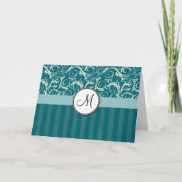 Crema en briznas florales verde azuladas y rayas