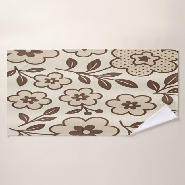 Crema Floral  (Toalla de baño)