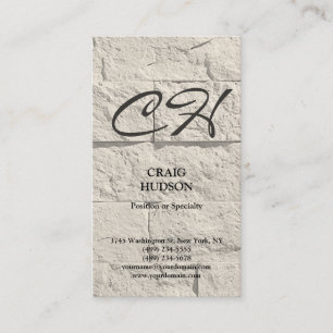 Crema Gray Monograma Muro Brick tarjeta de visita