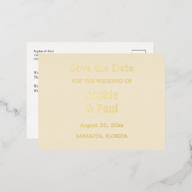 Crema Guardar la tarjeta postal de invitación al R (Anverso/Reverso)