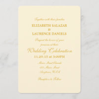 Crema Marfil Plata de Oro Simple Boda Invitación