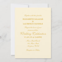 Crema Marfil Plata de Oro Simple Boda Invitación