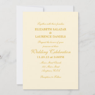 Crema Marfil Plata de Oro Simple Boda Invitación