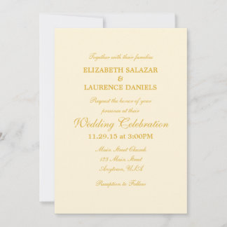 Crema Marfil Plata de Oro Simple Boda Invitación