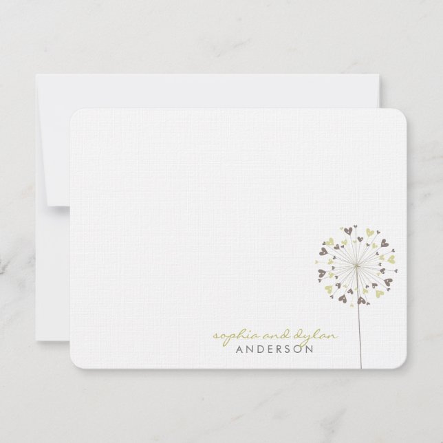 Crema marrón Dandelions Amor Boda Gracias Tarjeta (Anverso)