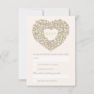 Crema monograma corazón de flor de tulipano RSVP b