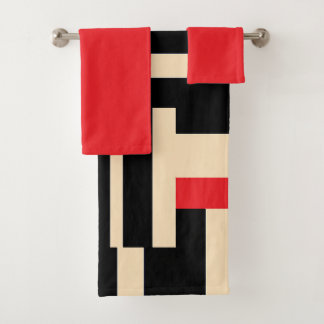 Crema Negra Rojo Franja Ancha Geo