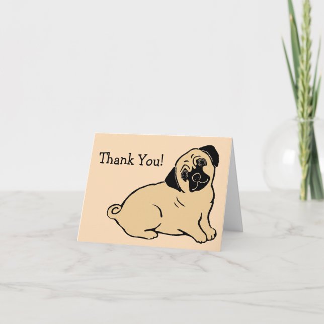 Crema Pug Gracias Tarjeta de Nota (Anverso)