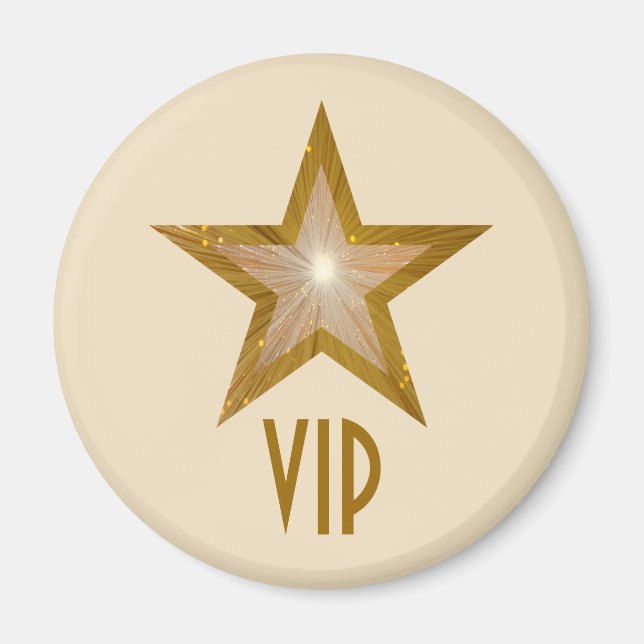 Crema redonda de imán de nevera "Gold" Star "VIP" (Frente)
