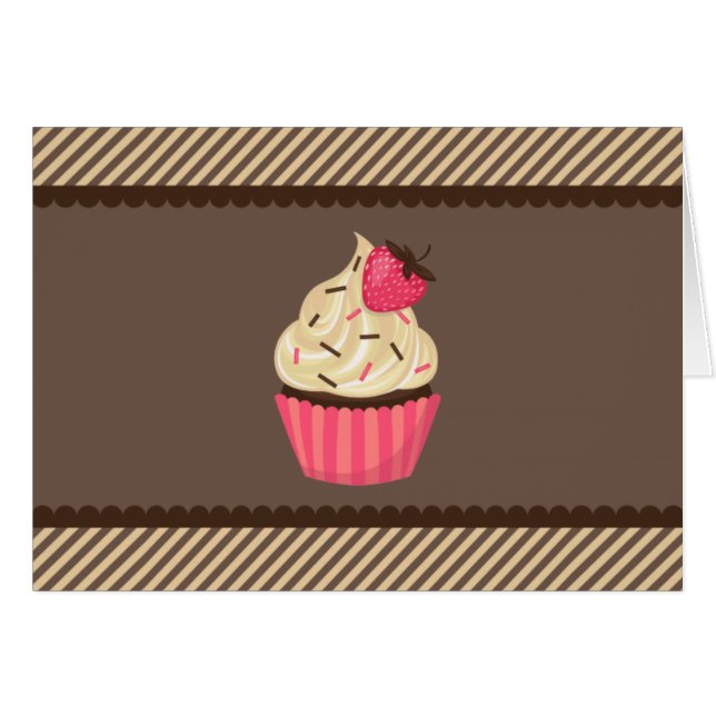 Crema rosa Brown Strips Strawberry Cupcake (Anverso (Horizontal))