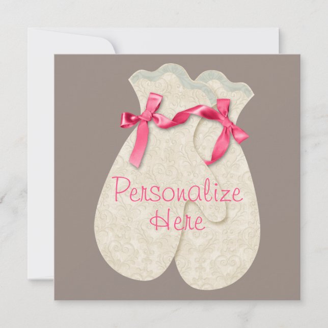 Crema rosa de encaje elegante de invierno con cint (Anverso)